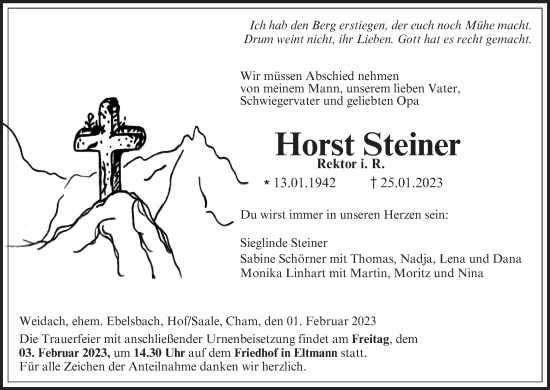 Anzeige von Horst Steiner von MGO