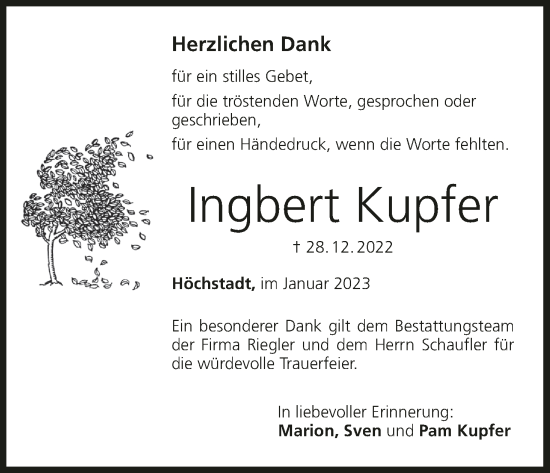 Anzeige von Ingbert Kupfer von MGO