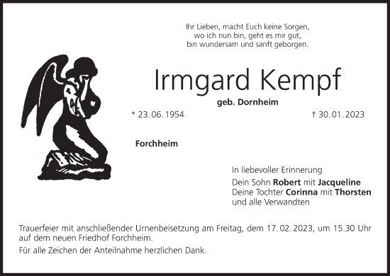 Anzeige von Irmgard Kempf von MGO