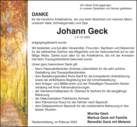 Anzeige von Johann Geck von MGO