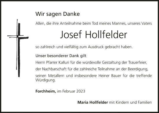 Anzeige von Josef Hollfelder von MGO