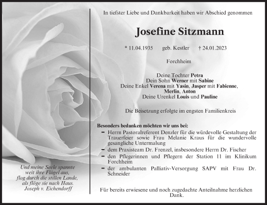 Anzeige von Josefine Sitzmann von MGO