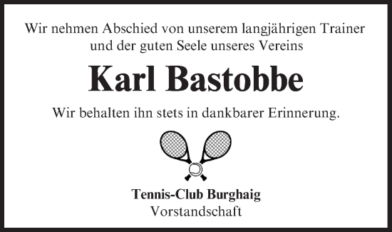 Anzeige von Karl Bastobbe von MGO