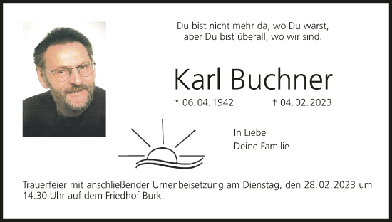 Anzeige von Karl Buchner von MGO