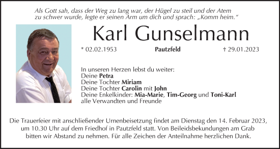 Anzeige von Karl Gunselmann von MGO