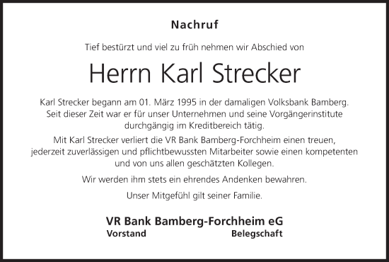 Anzeige von Karl Strecker von MGO