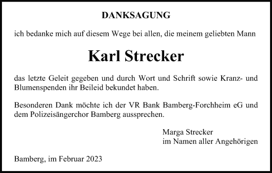 Anzeige von Karl Strecker von MGO