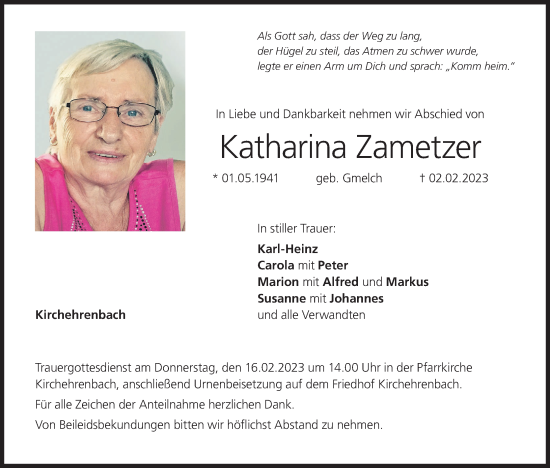 Anzeige von Katharina Zametzer von MGO
