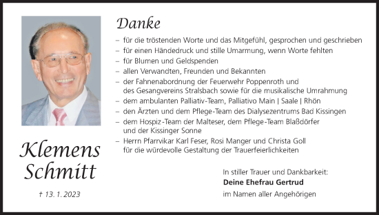 Anzeige von Klemens Schmitt von MGO