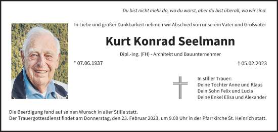 Anzeige von Kurt Konrad Seelmann von MGO