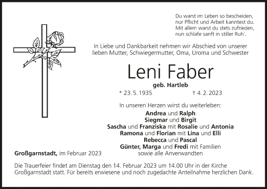 Anzeige von Leni Faber von MGO