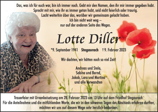 Anzeige von Lotte Diller von MGO