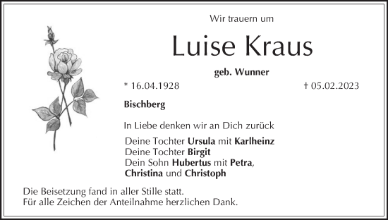 Anzeige von Luise Kraus von MGO