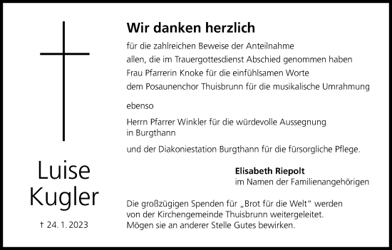 Anzeige von Luise Kugler von MGO