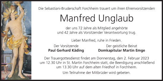 Anzeige von Manfred Unglaub von MGO