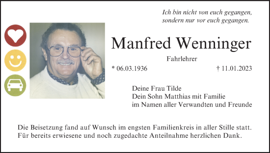 Anzeige von Manfred Wenninger von MGO