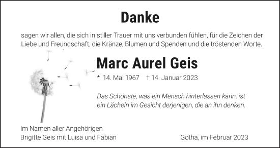 Anzeige von Marc Aurel Geis von MGO