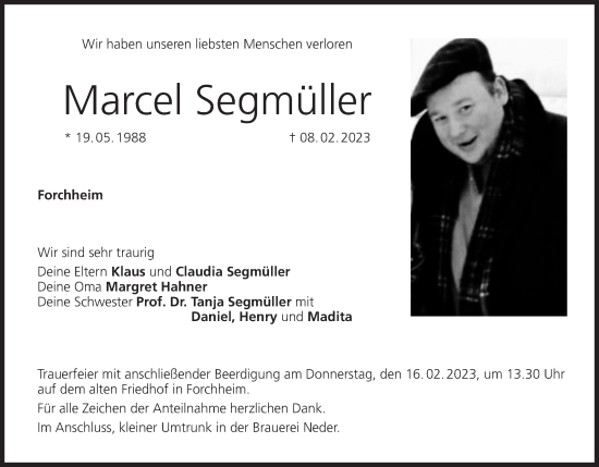 Anzeige von Marcel Segmüller von MGO