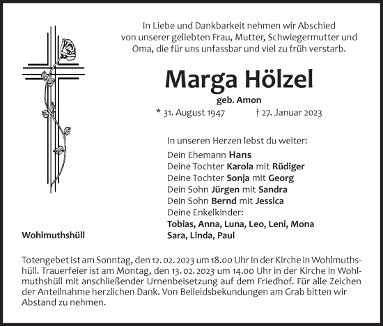 Anzeige von Marga Hölzel von MGO
