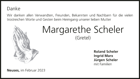 Anzeige von Margarethe Scheler von MGO