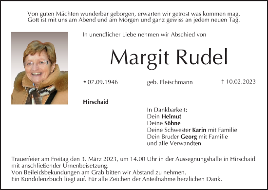 Anzeige von Margit Rudel von MGO