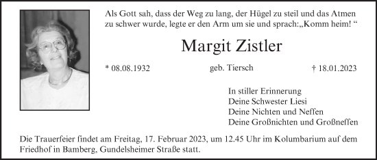 Anzeige von Margit Zistler von MGO