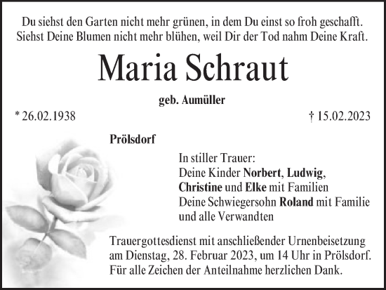 Anzeige von Maria Schraut von MGO