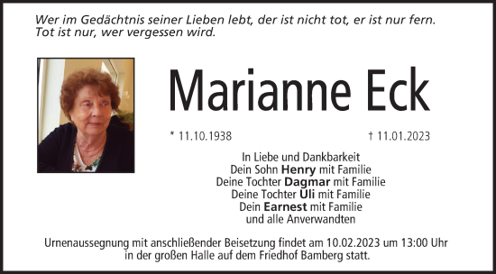 Anzeige von Marianne Eck von MGO