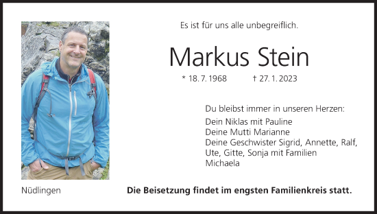 Anzeige von Markus Stein von MGO