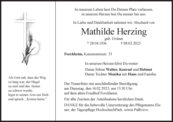 Anzeige von Mathilde Herzing von MGO