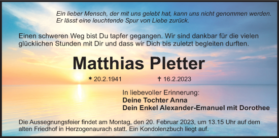 Anzeige von Matthias Pletter von MGO