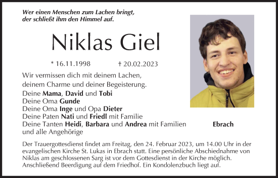 Anzeige von Niklas Giel von MGO