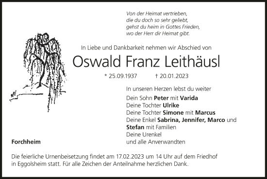 Anzeige von Oswald Franz Leithäusl von MGO