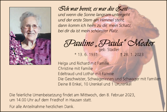 Anzeige von Pauline Meder von MGO
