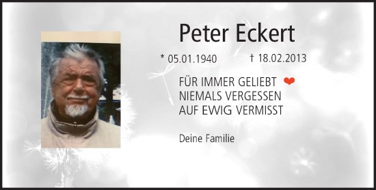 Anzeige von Peter Eckert von MGO