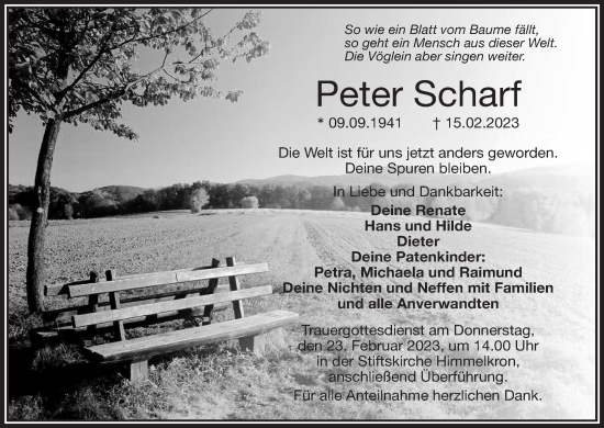 Anzeige von Peter Scharf von MGO