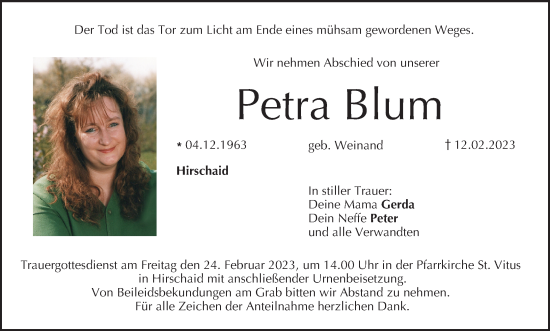 Anzeige von Petra Blum von MGO
