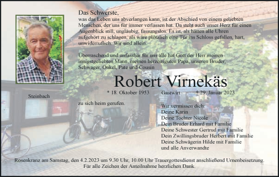 Anzeige von Robert Virnekäs von MGO