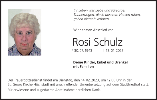 Anzeige von Rosi Schulz von MGO