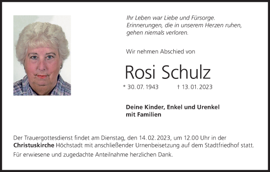 Anzeige von Rosi Schulz von MGO