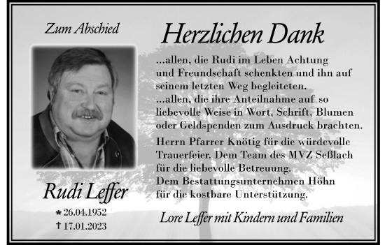 Anzeige von Rudi Leffer von MGO