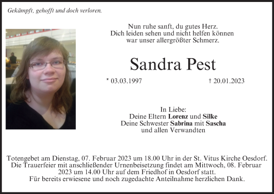 Anzeige von Sandra Pest von MGO