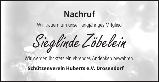 Anzeige von Sieglinde Zöbelein von MGO