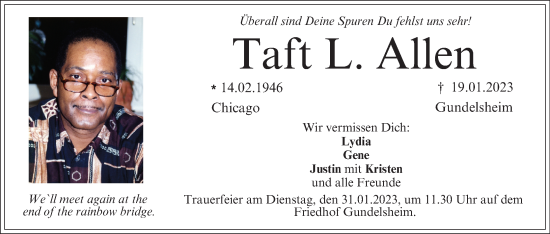 Anzeige von Taft L. Allen von MGO