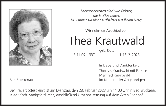 Anzeige von Thea Krautwald von MGO