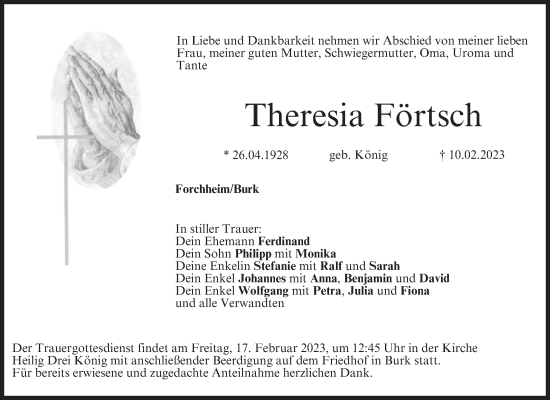 Anzeige von Theresia Förtsch von MGO