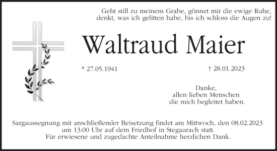 Anzeige von Waltraud Maier von MGO