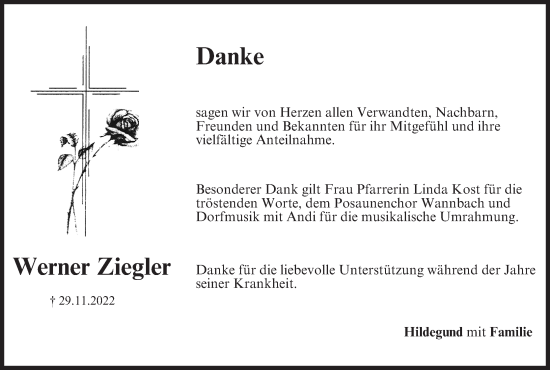 Anzeige von Werner Ziegler von MGO