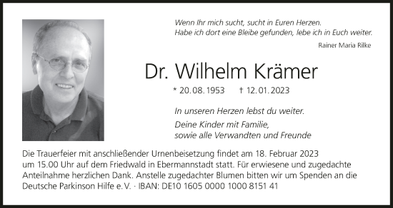 Anzeige von Wilhelm Krämer von MGO