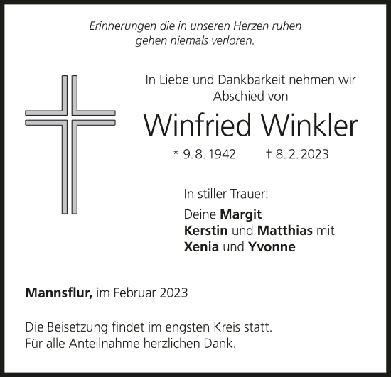 Anzeige von Winfried Winkler von MGO